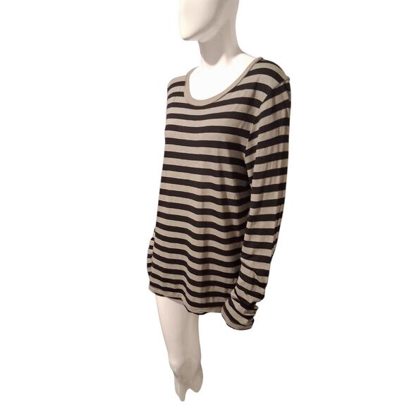 Michael Stars Quiet Luxury Women's size Large Grungecore Dani Stripped Comfy Tee - Picture 2 of 12